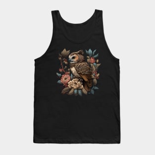 Cute Floral Owl Tank Top